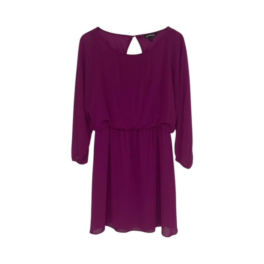 Express Mini‎ Dress Women’s Large Magenta Sheer Sleeves